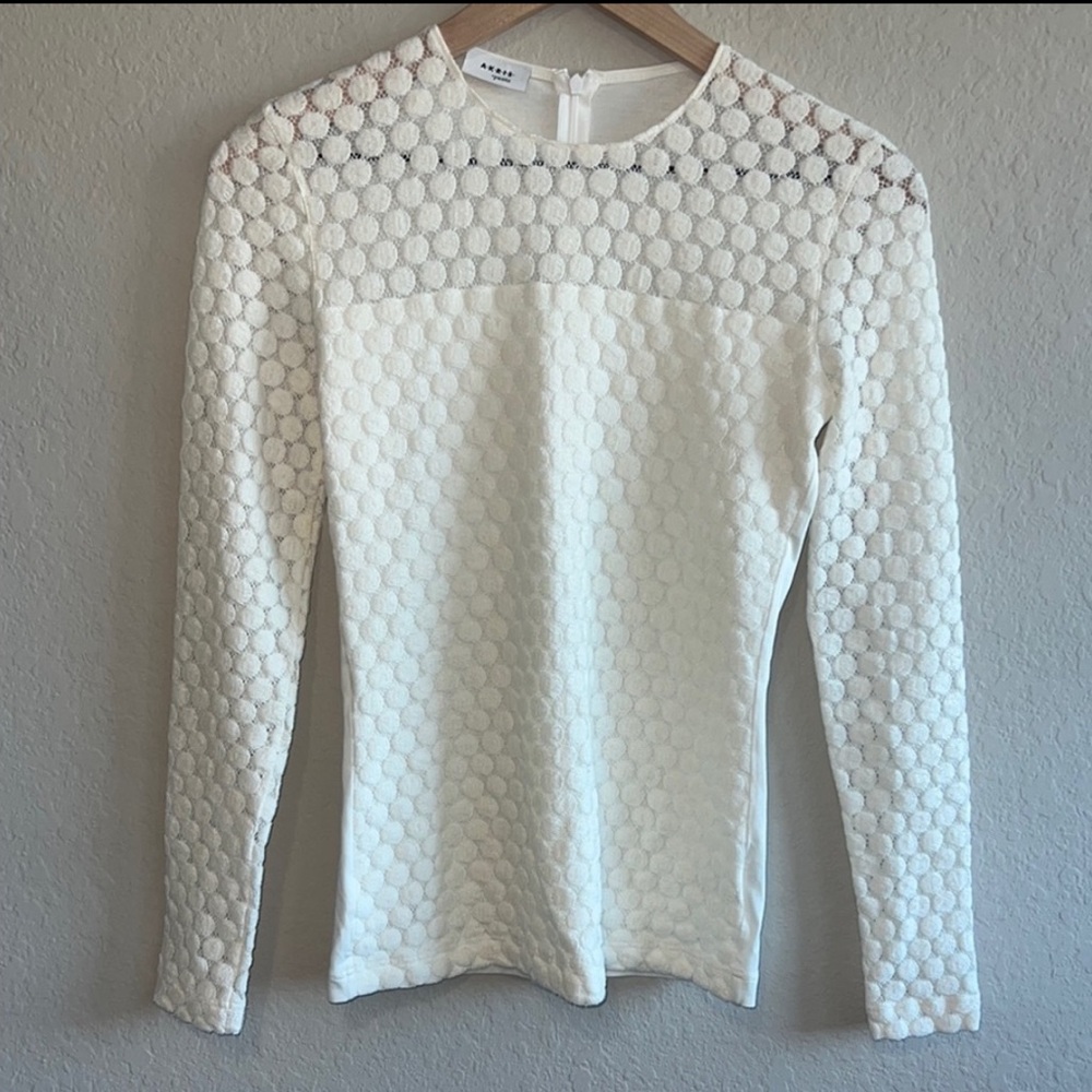 AKRIS PUNTO Cream Stretch Cotton Dot Top Size 4 - Picture 6 of 6
